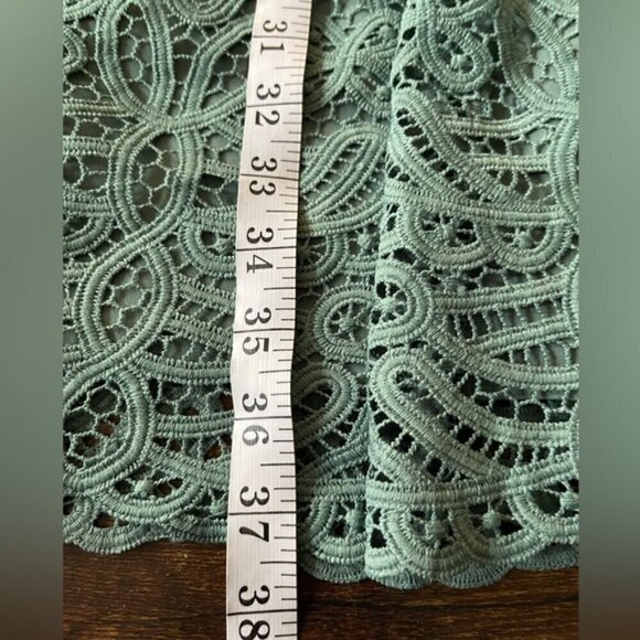 Reiss Herrera Cap Sleeve Lace Dress green fit and flare knee length ruffle 0 - Picture 15 of 16